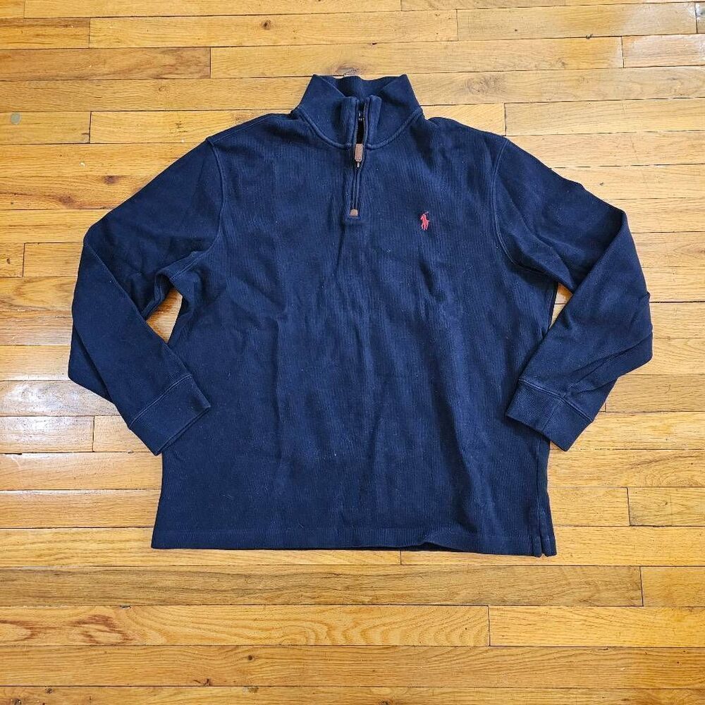 Polo Ralph Lauren Navy Blue Quarter Zip Sweater XL